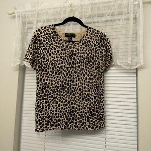 August Silk leopard pattern knit top